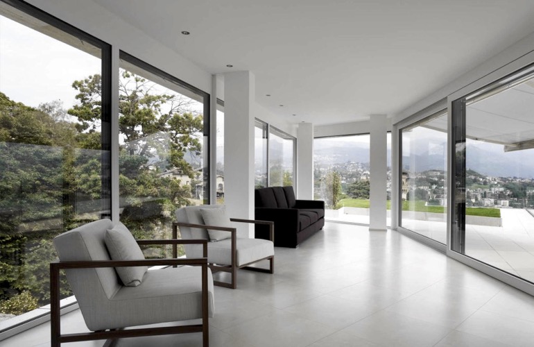 Contemporary room with window film